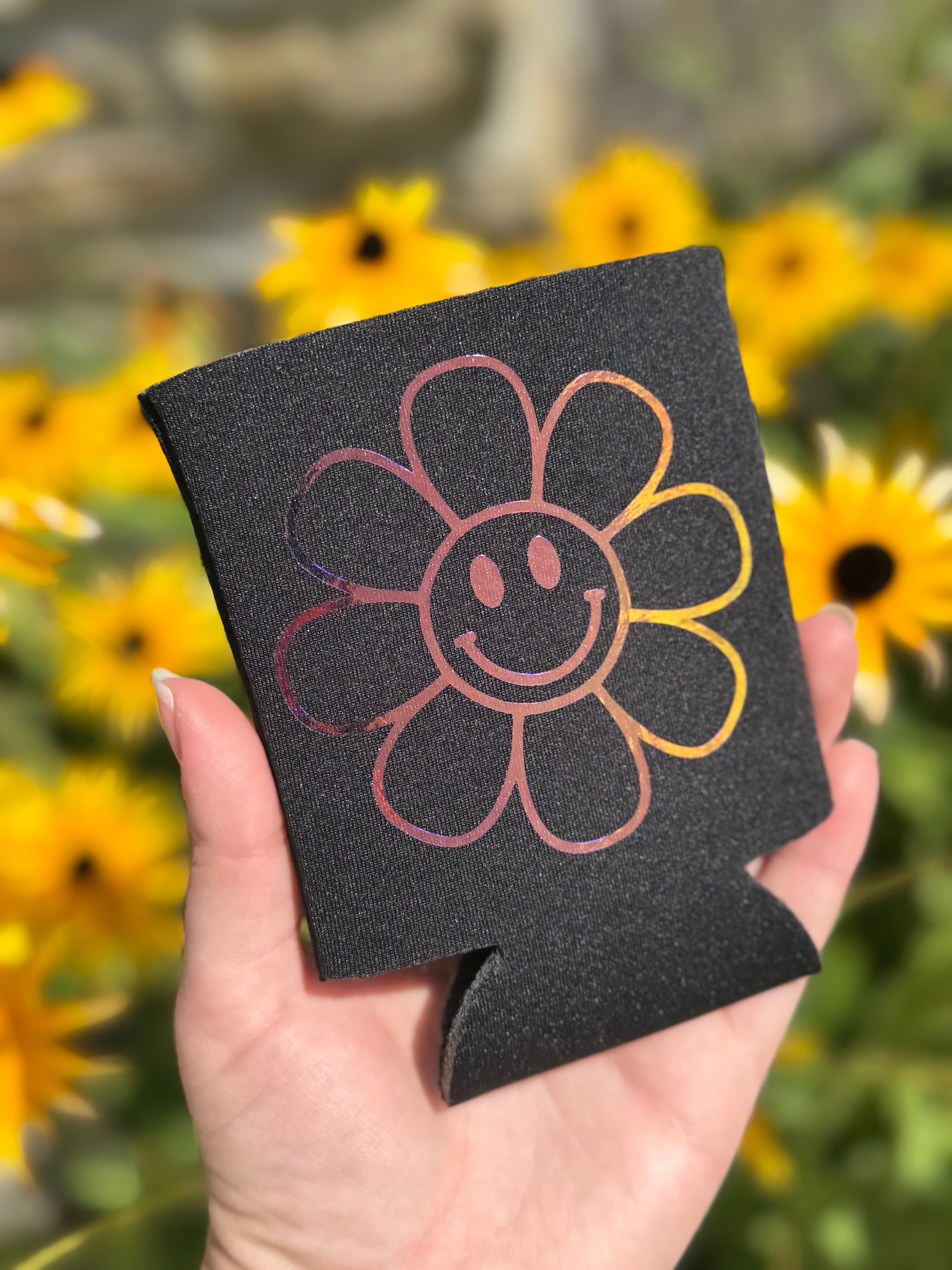 Smiley Face Flower Koozie