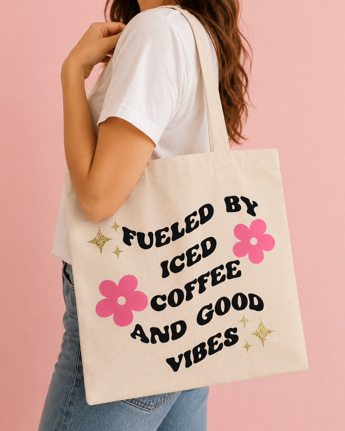 Fueled By Iced Coffee and Good Vibes Tote Bag