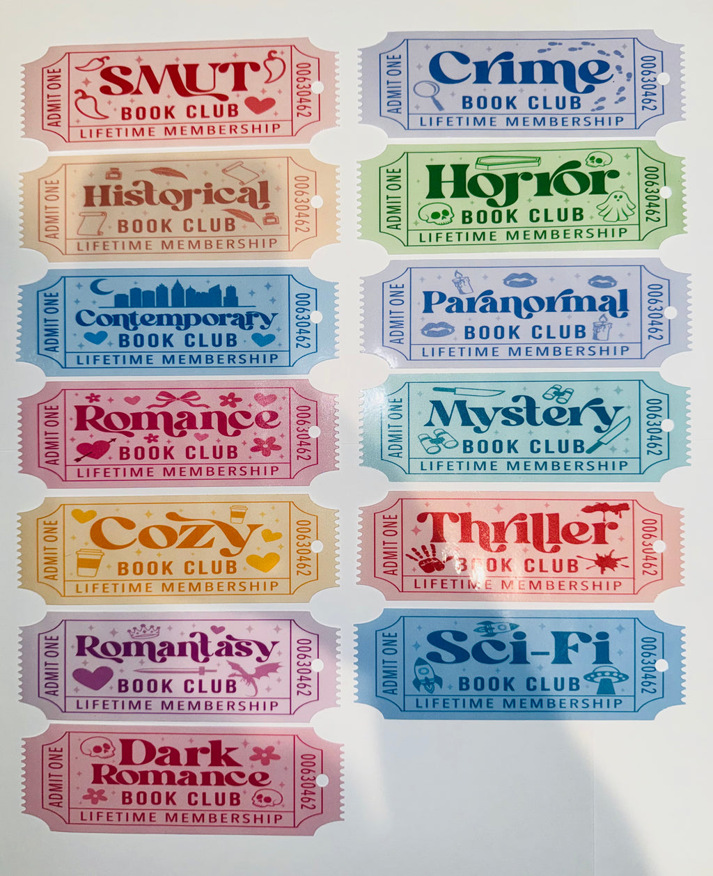 Genre Ticket Bookmarks