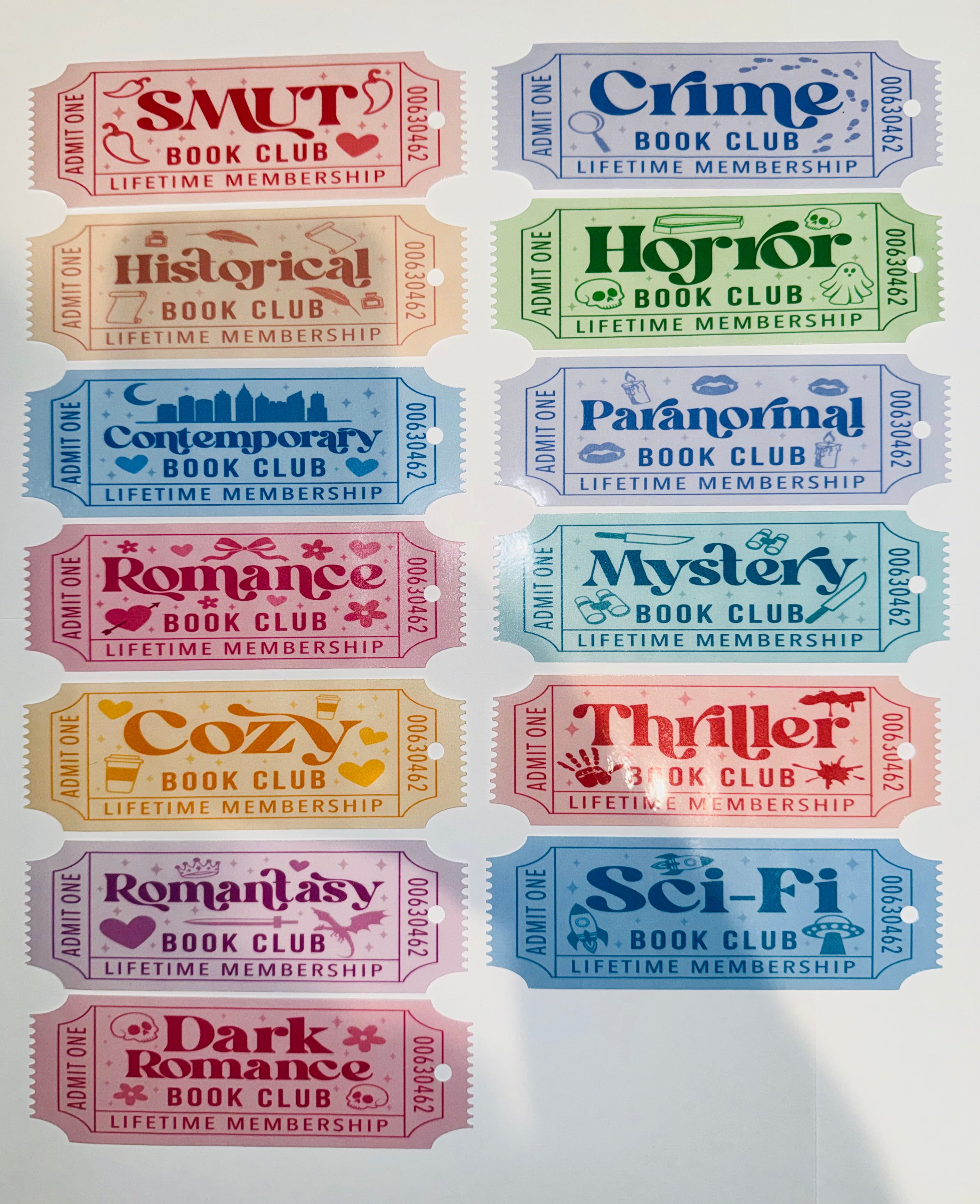 Genre Ticket Bookmarks