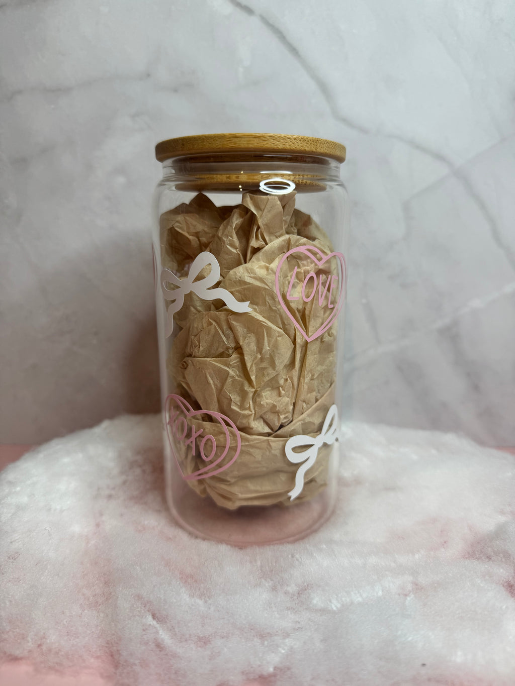 Pink XOXO/LOVE Hearts With White Bows