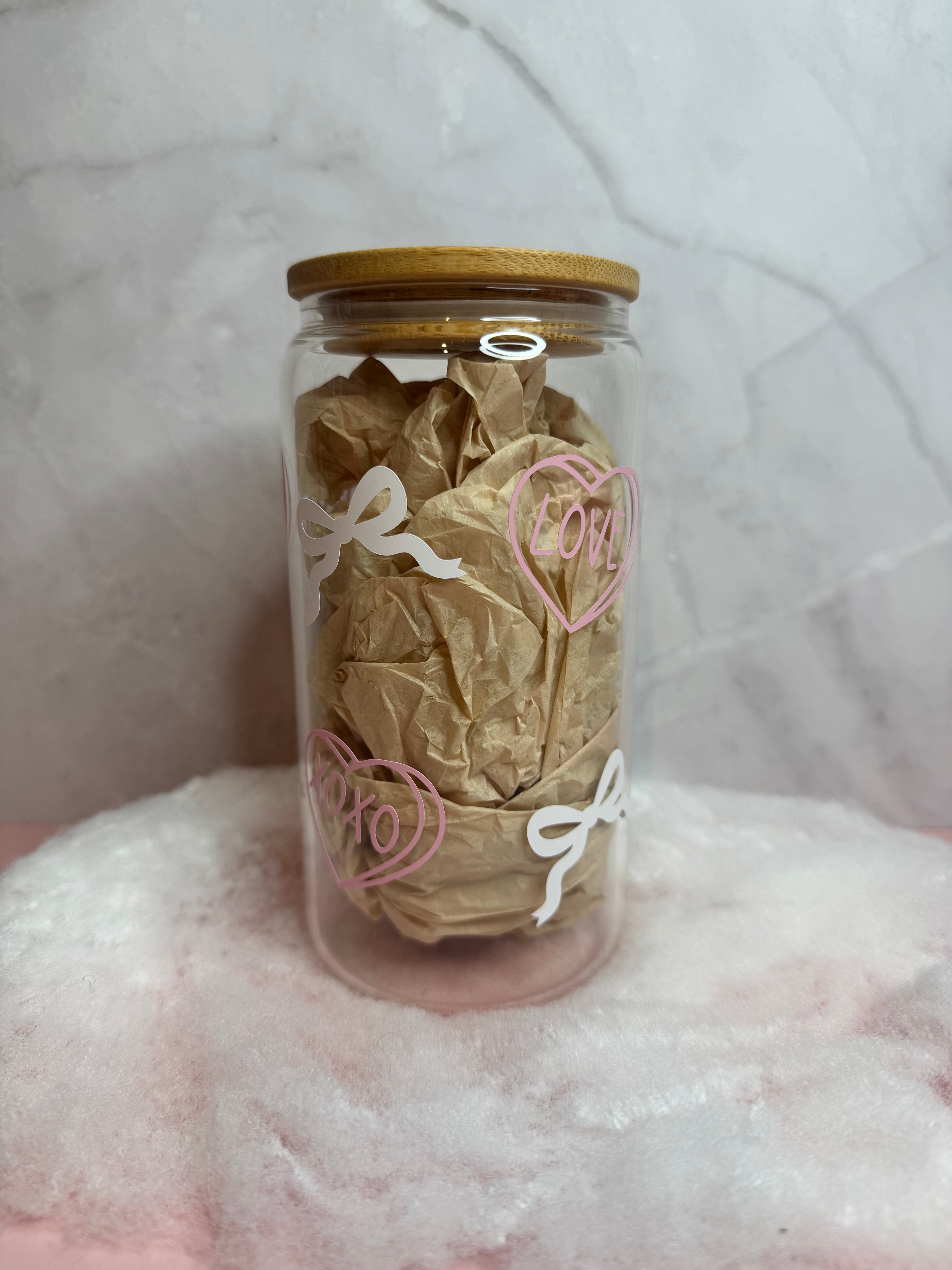 Pink XOXO/LOVE Hearts With White Bows