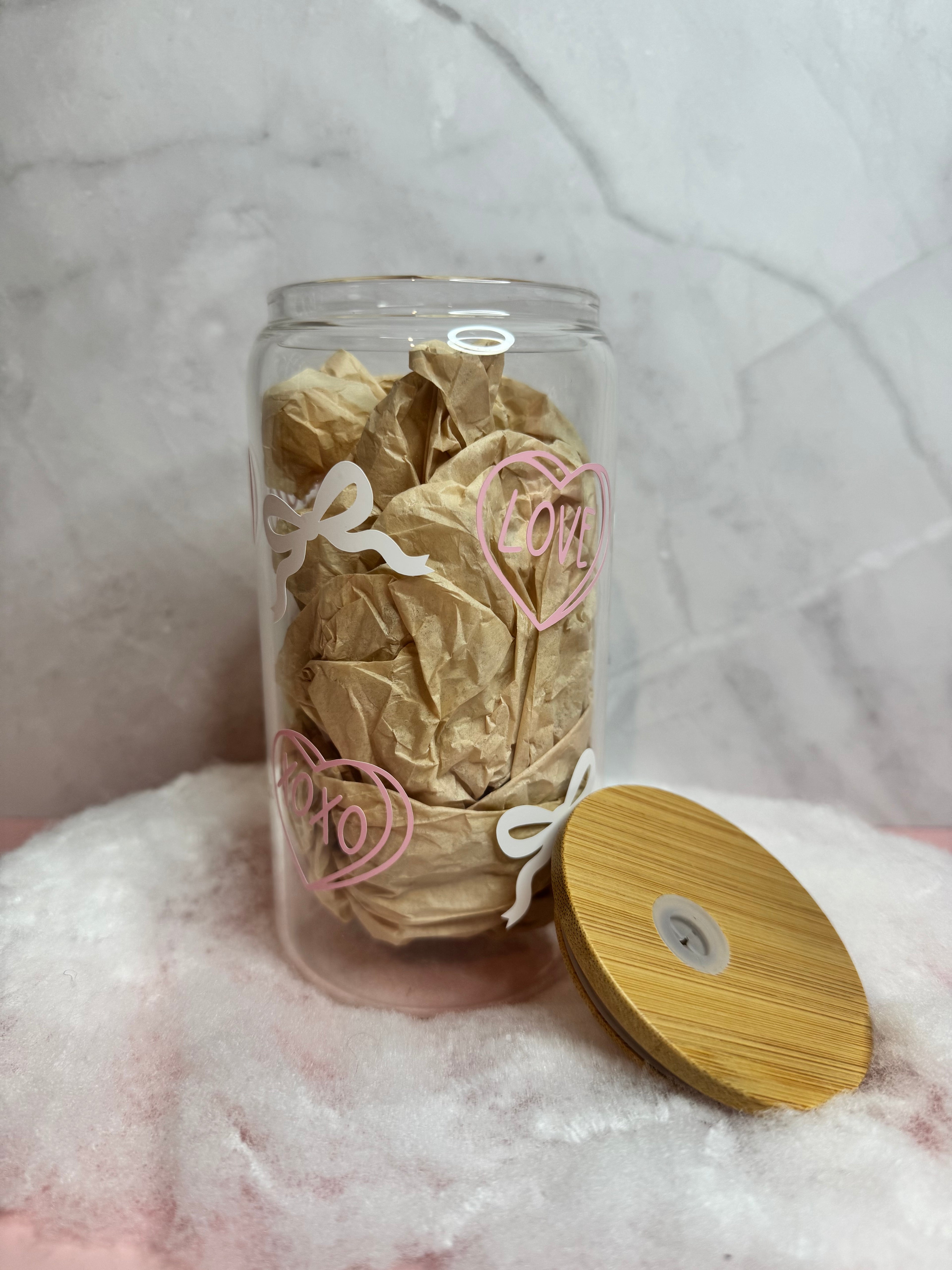 Pink XOXO/LOVE Hearts With White Bows