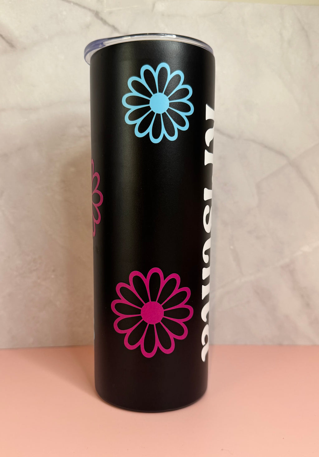 Stainless Steel Name + Flowers Tumbler
