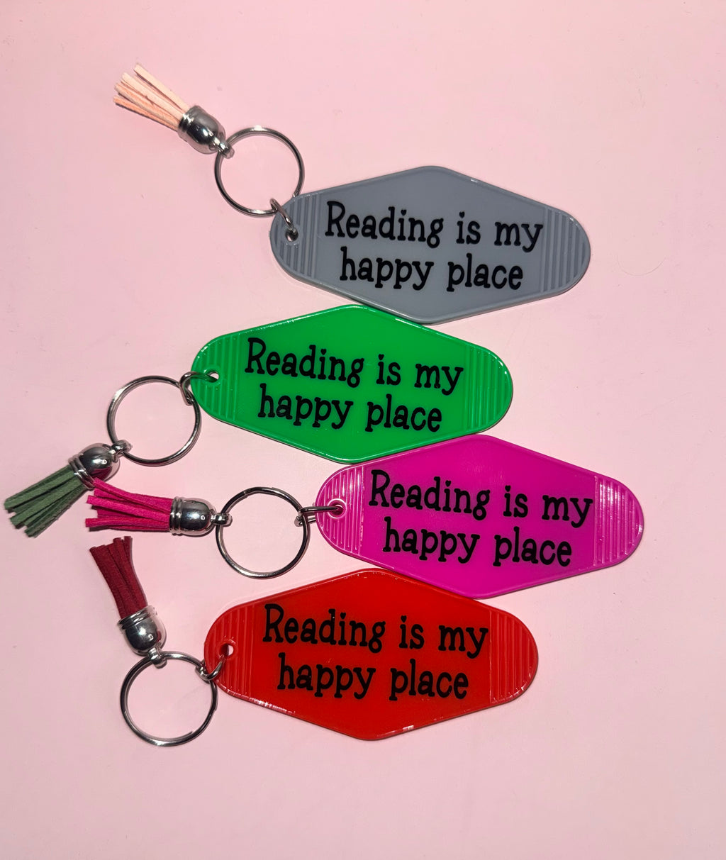 Reading Is My Happy Place Keychain