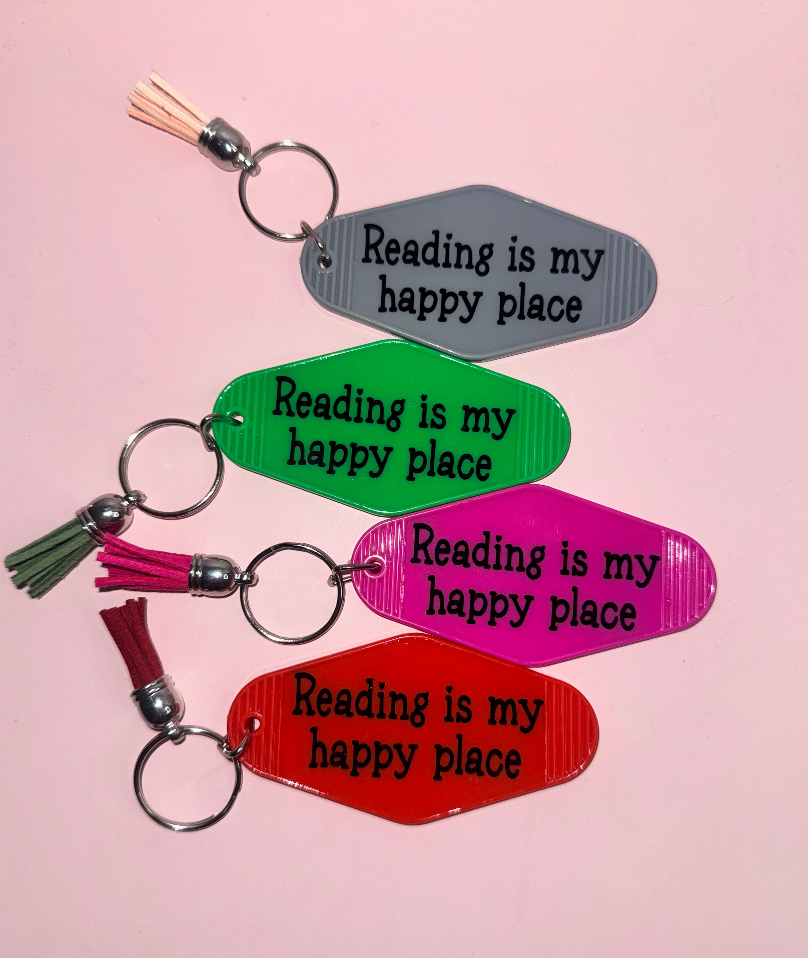 Reading Is My Happy Place Keychain