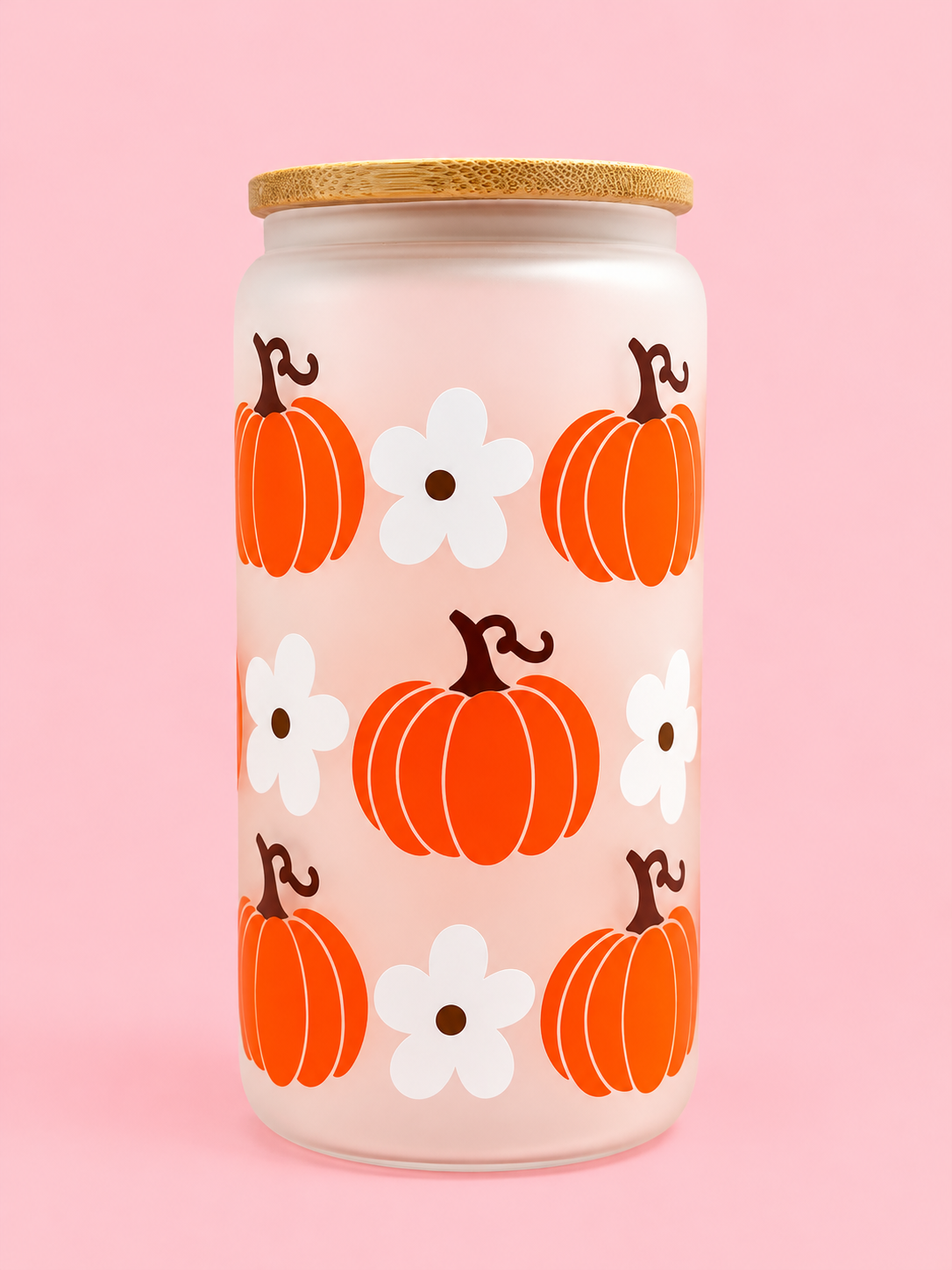Pumpkin and White Flower Tumbler